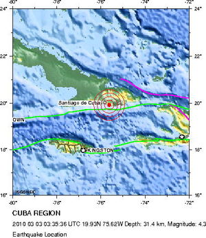 USGS: Cuba 4.0 Earthquake Map