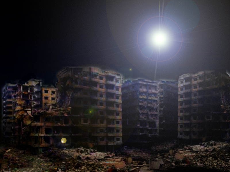 illustration of ufo after earthquake