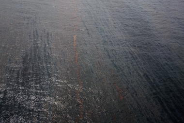 An aerial view of oil strips