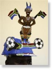 Lovemore Baloyi wears a makarapa