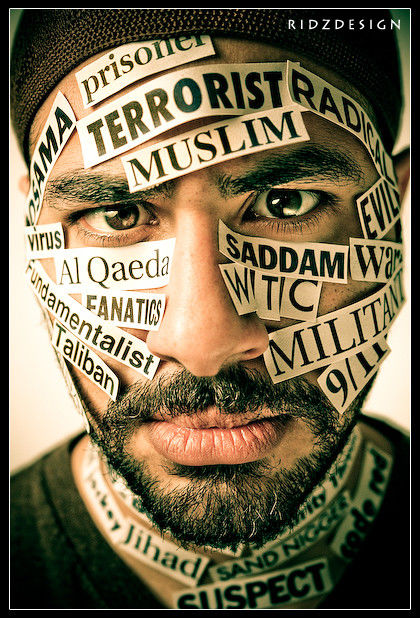 Man w stickers