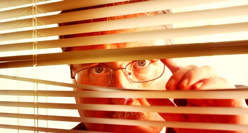 spying through blinds
