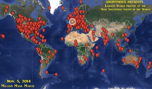 million mask march map
