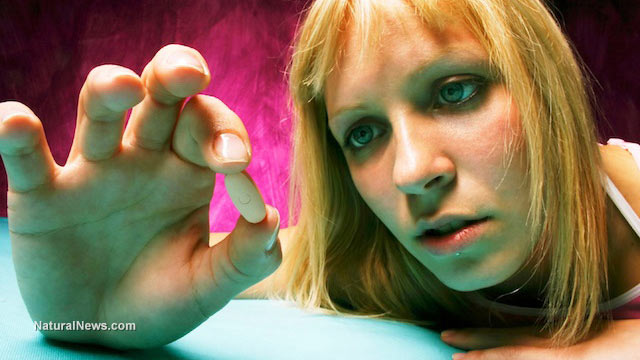 woman with pill