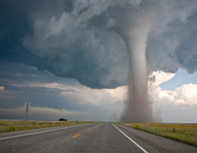 tornado and road