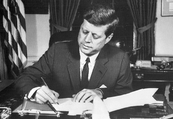Click to enlarge US President John Fitzgerald Kennedy