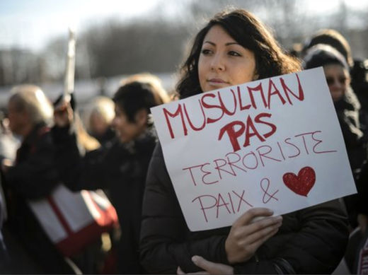 French protester sign against terrorism