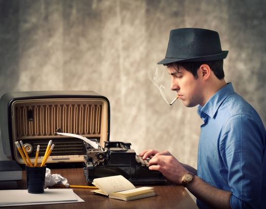 Click to enlarge writer typewriter smoking