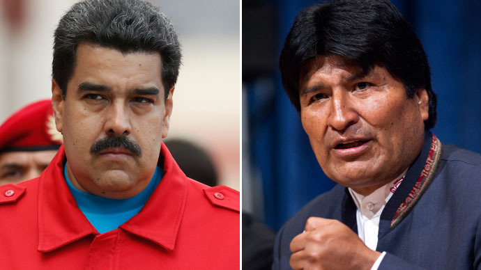 Venezuela's President Nicolas Maduro and Bolivia's President Evo Morales