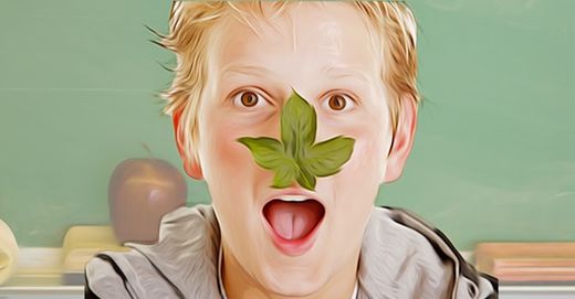 boy with leaf