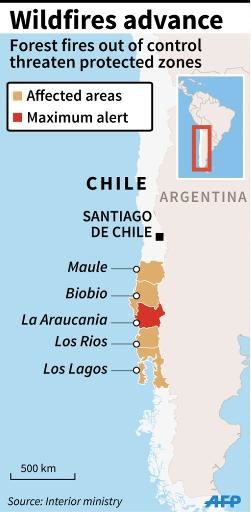Click to enlarge map chile wildfires