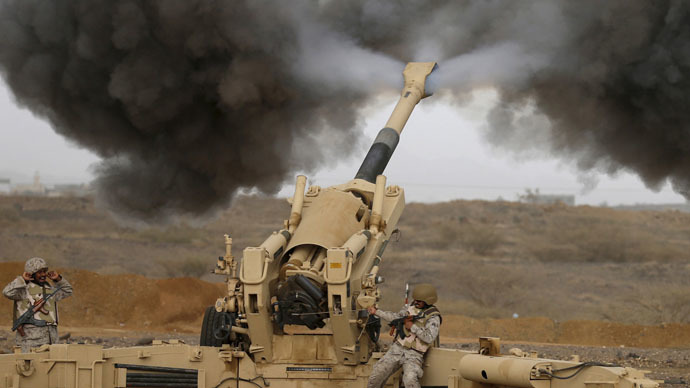 A Saudi artillery unit