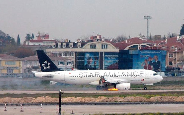 Click to enlarge Turkish Airlines #TK1878 with an engine on fire