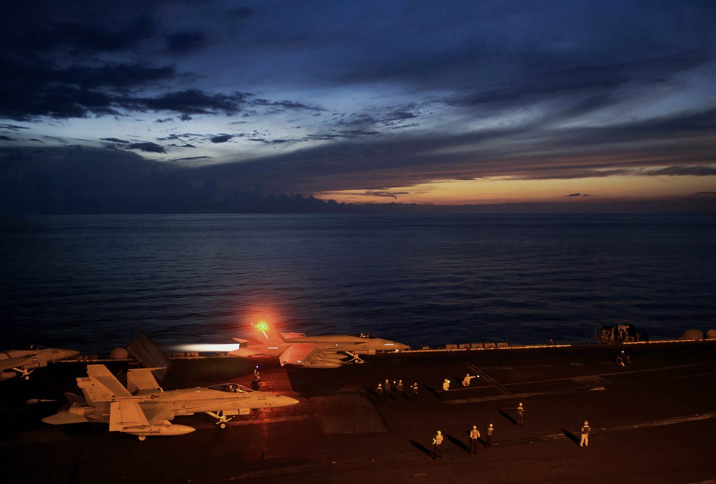 Click to enlarge Military ship at night open sea