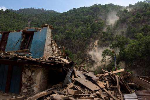 A collapsed house in Nepal