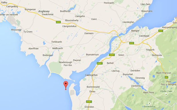 Location of the earthquake off North Wales