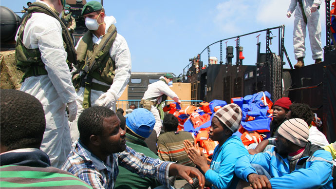 Migrants rescued by Royal Marines