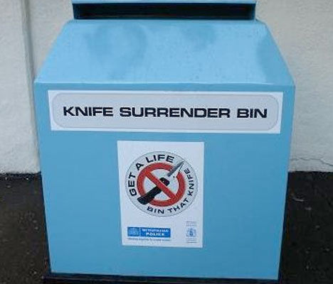 Click to enlarge knife surrender bin