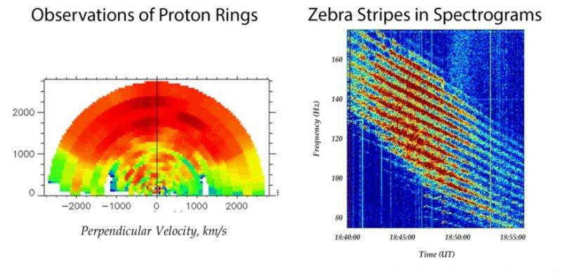 Proton distributions measured on Cluster II simultaneously with wave observations