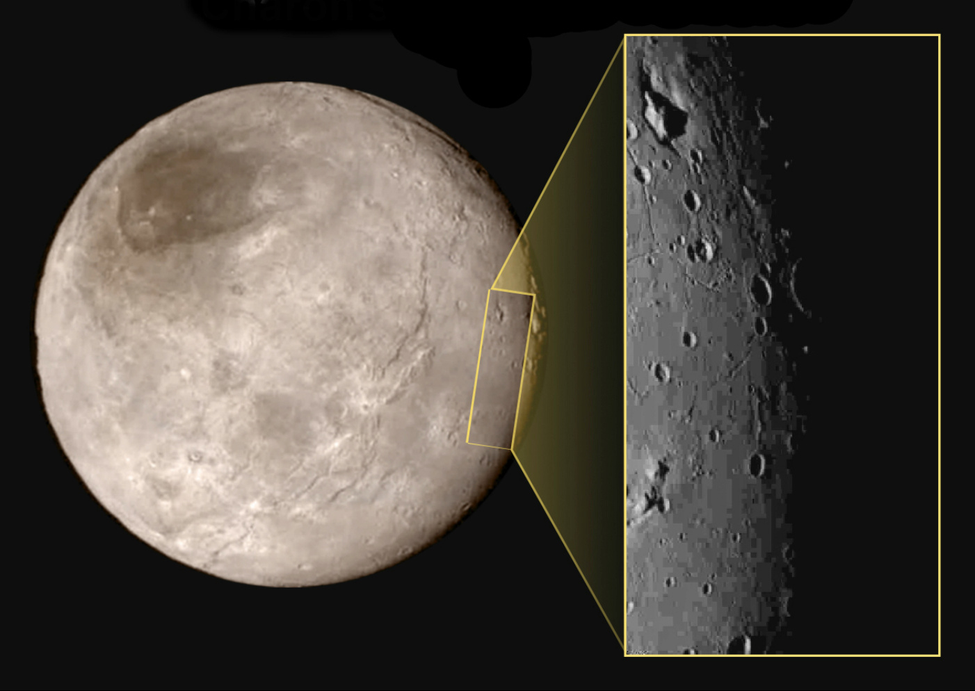 Close-up of Charon's 'Mountain in a moat.