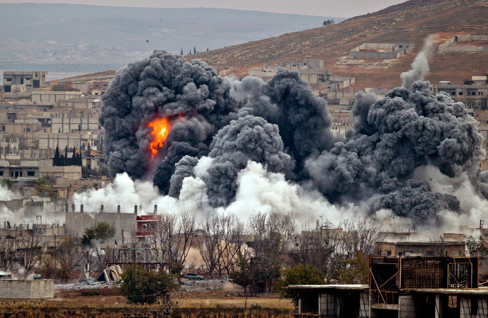 Click to enlarge Kobani, US airstrikes