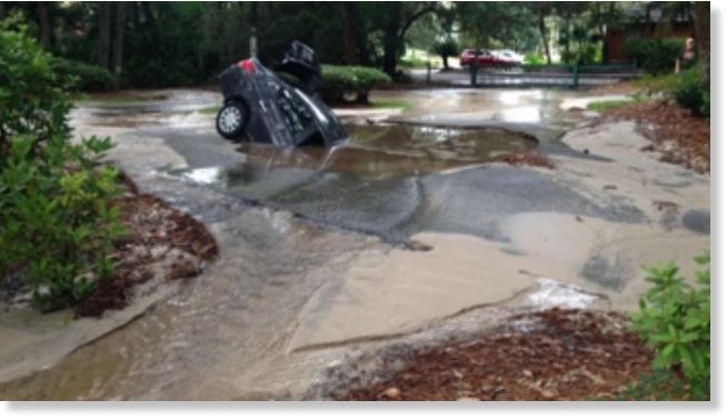 Sinkhole swallows car in Fernandina Beach, Florida -- Earth Changes ...