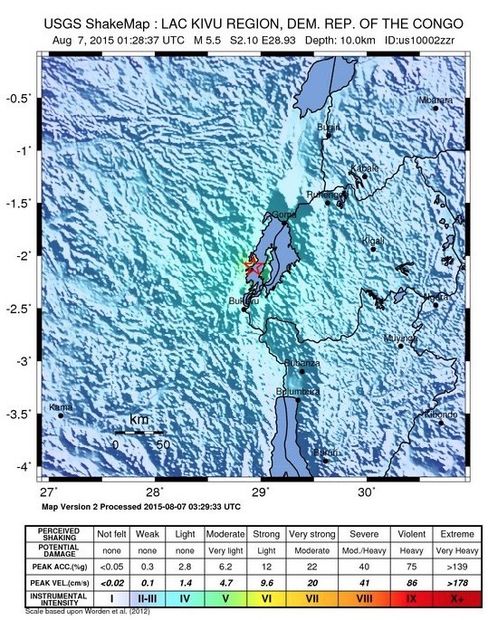 usgs shake map DROC earthquake