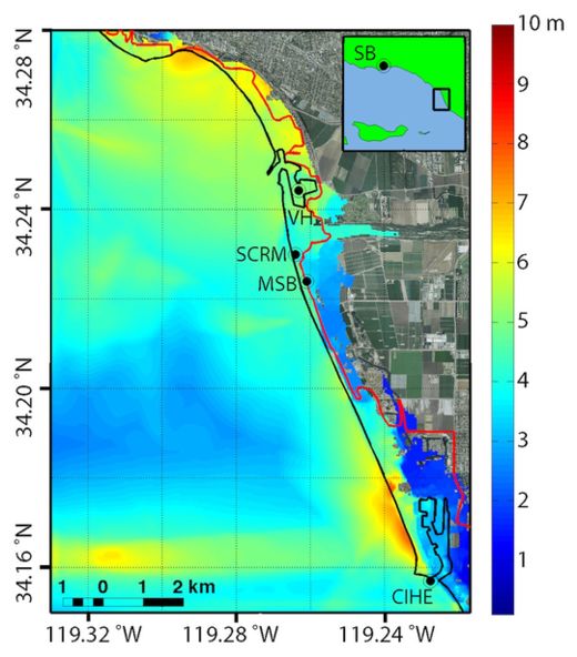 Map of localized peak tsunami amplitude