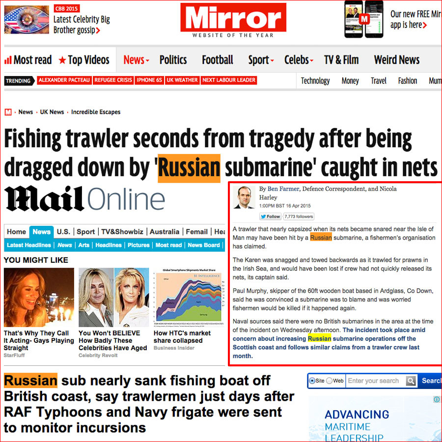 Click to enlarge russian submarine british trawler