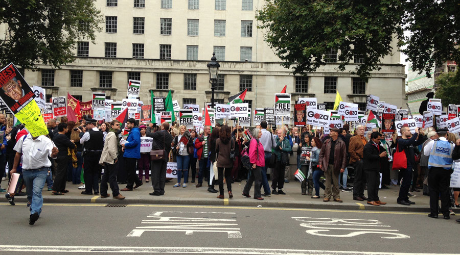 Click to enlarge Anti-israel demonstrators
