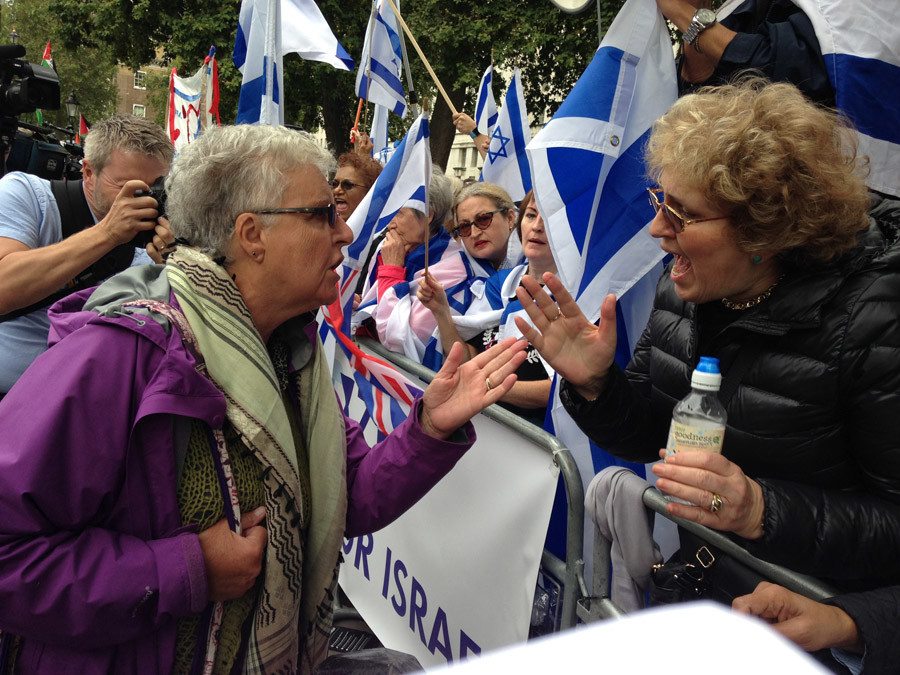 Click to enlarge Two old women have a heated argument