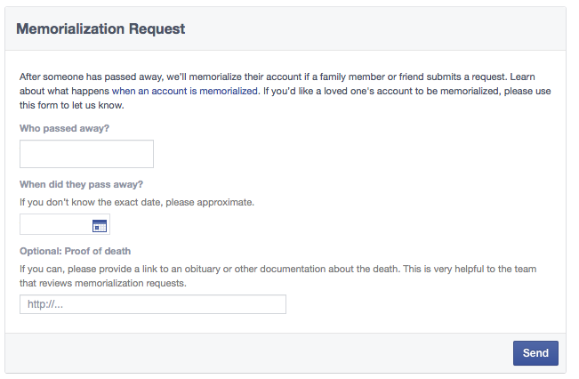 facebook memorialization
