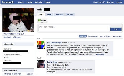 memorialized facebook profile