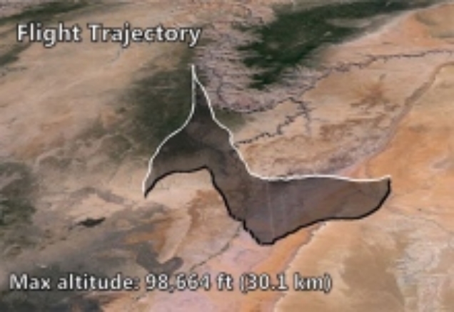 Click to enlarge weather balloon path