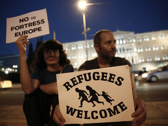 Click to enlarge refugee demonstration Greece
