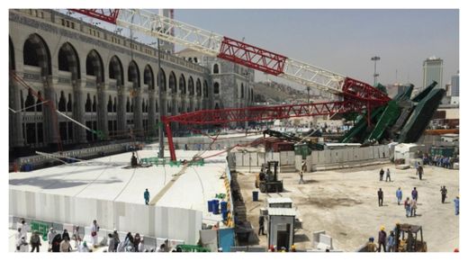 Click to enlarge Mecca Toppled Crane