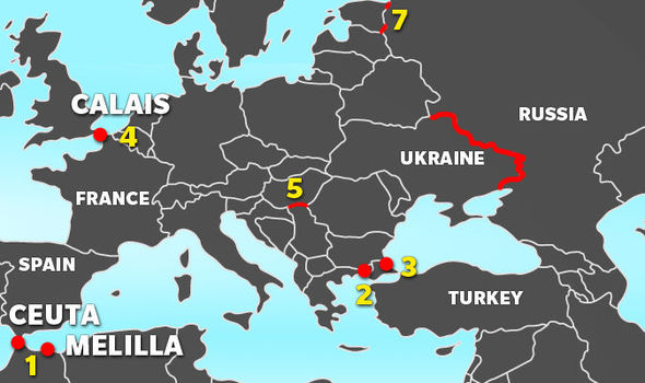 Map of Europe's migrant control fences