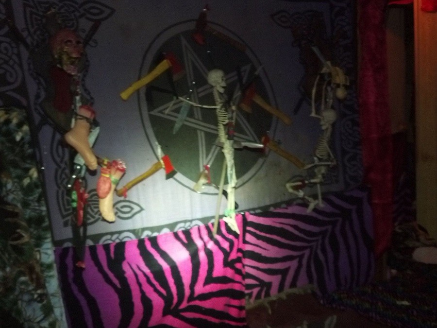 Click to enlarge Some of Nickcole Dykema’s vast collection of bladed weapons