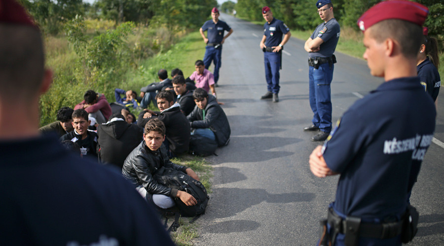 Refugees at the border of Hungary 