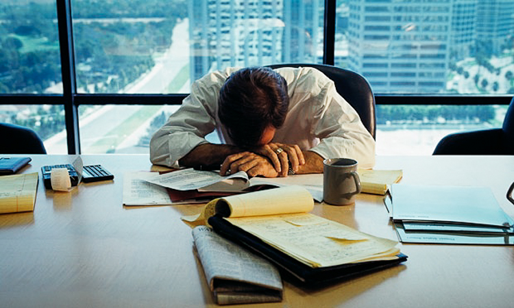 Click to enlarge sleeping office worker
