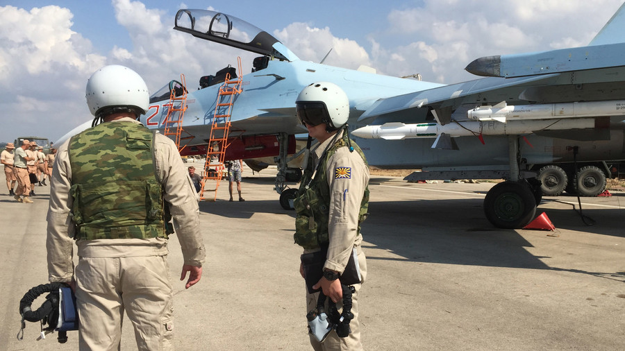 Russian pilots at Hmeimim aerodrome in Syria