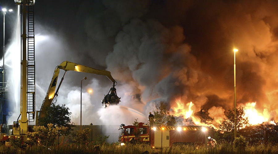 Sweden refugee camp fire