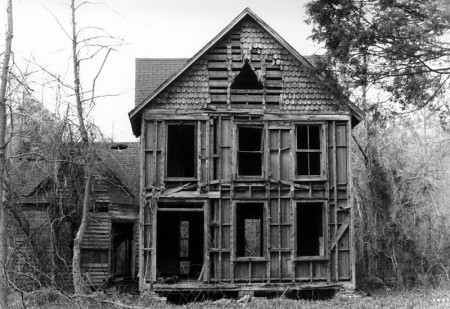 burned out house