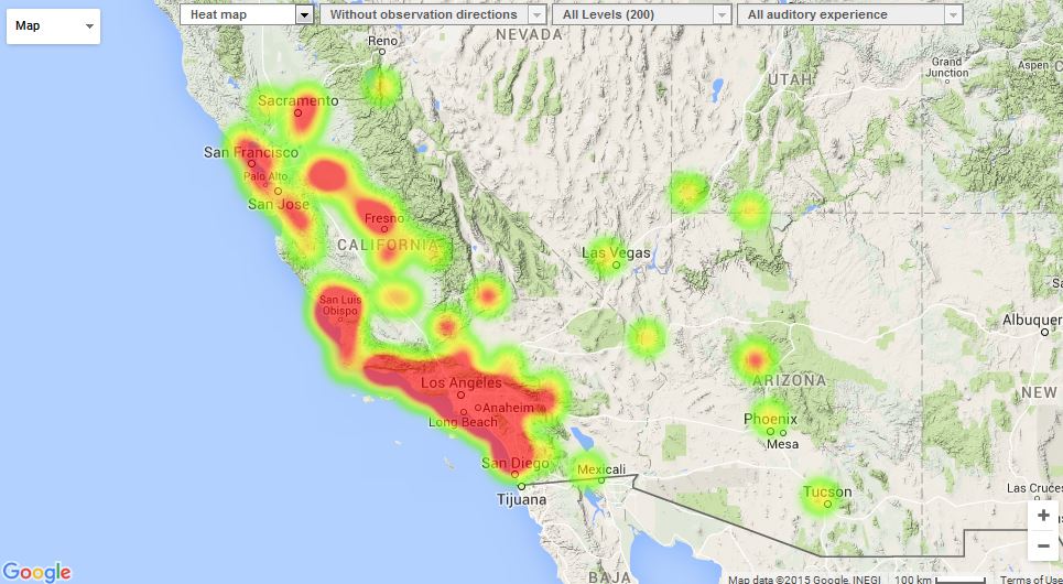 AMS events over California area 23 October