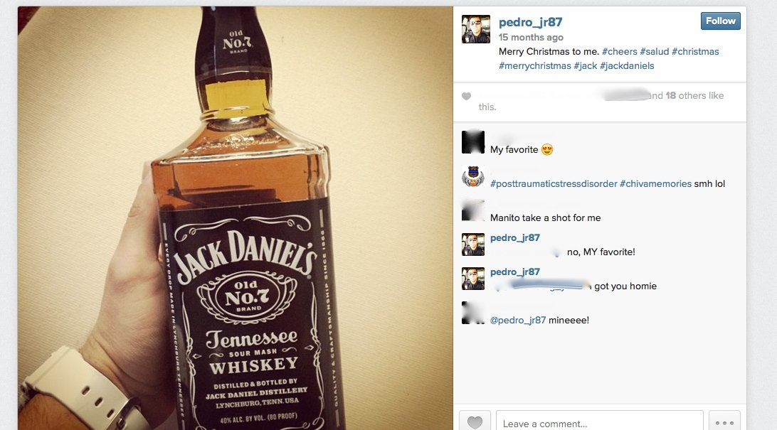 Click to enlarge Jack Daniels posted to instigram