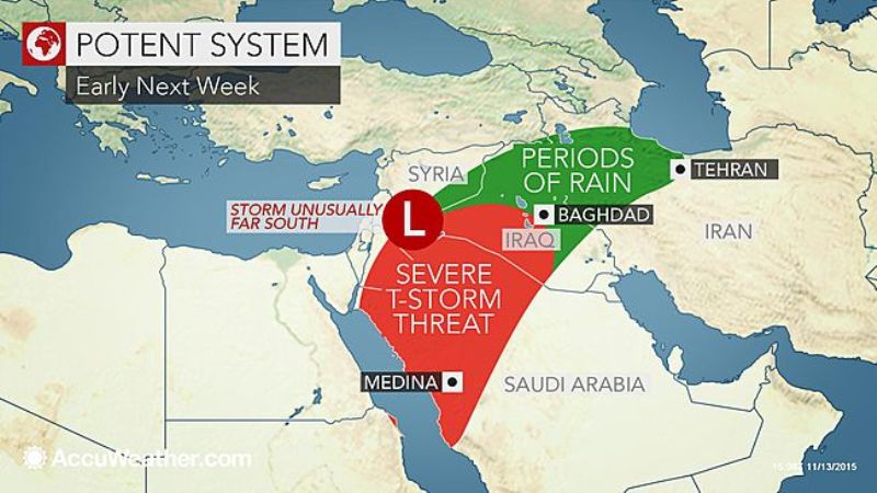 Click to enlarge Unusual weather for Middle East