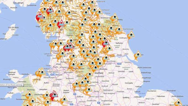 Severe weather warning map for Cumbria
