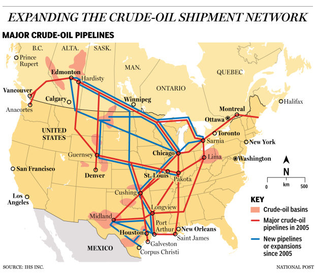 Click to enlarge map crude oil pipelines usa