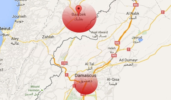 Map of Syria and Lebanon