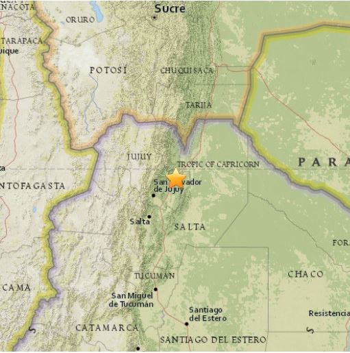 Argentine Earthquake map